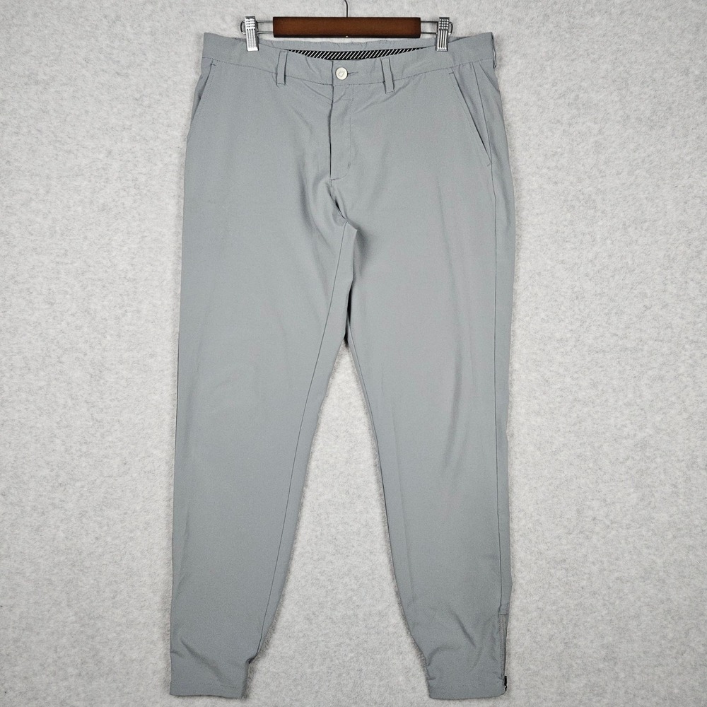 Primo Men's 36 Regular Gray Golf Joggers Performance Tapered Zipper Ankle Pants